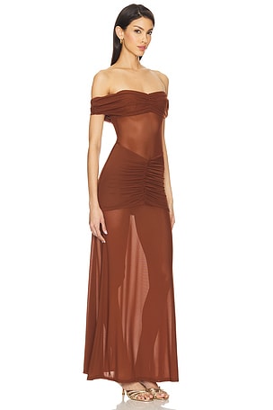 Runaway The Label Meila Maxi Dress in Brown