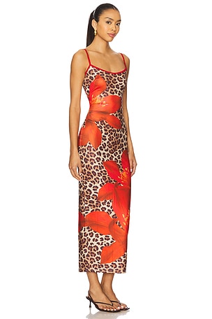 Runaway The Label Victoria Midi Dress in Red,Brown