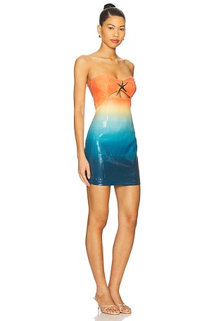 Runaway The Label Stellar Mini Dress in Orange,Blue