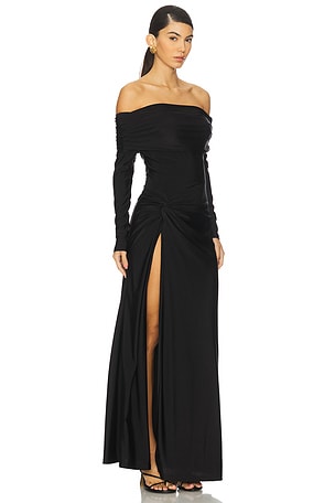 Runaway The Label Abbie Off Shoulder Maxi Dress in Black
