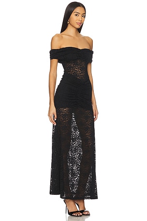 Runaway The Label Vaneya Lace Maxi Dress in Black