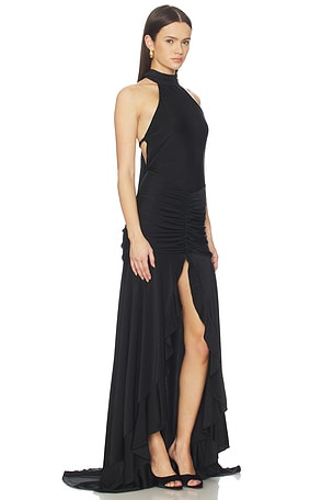 Runaway The Label Zelma High Neck Maxi Dress in Black