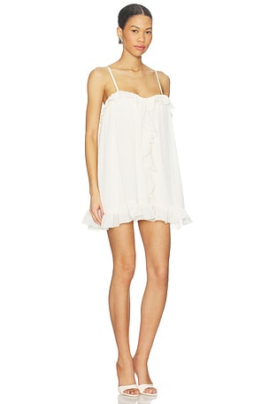 Runaway The Label Kristia Flounce Ruffle Mini Dress in Cream