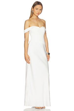 Runaway The Label Ebony Off Shoulder Maxi Dress in White