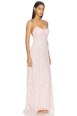 Runaway The Label Ellerby Frill Trim Maxi Dress in Pink