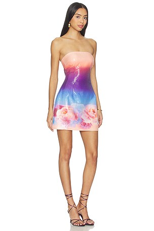 Runaway The Label Ibiza Strapless Sequin Mini Dress in Pink,Purple