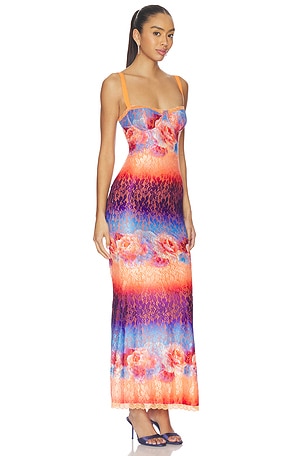 Runaway The Label Serina Lace Maxi Dress in Orange,Blue