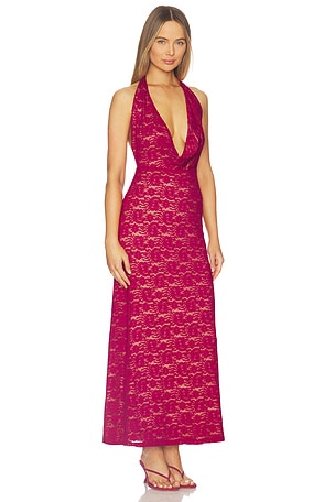 Runaway The Label Kylo Plunge Cowl Maxi Dress in Fuchsia