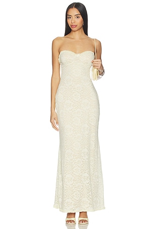 Runaway The Label Amana Strapless Scarf Maxi Dress in Lemon
