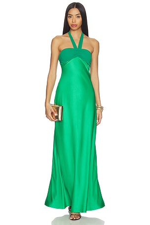 Marilla Ruched Halter Maxi Dress Runaway The Label