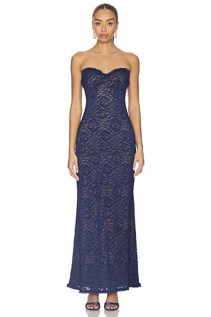 Runaway The Label Amana Strapless Scarf Maxi Dress in Navy