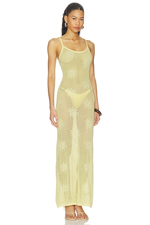 Runaway The Label Lene Scoop Neck Knit Maxi Dress in Yellow. Size S. Also
