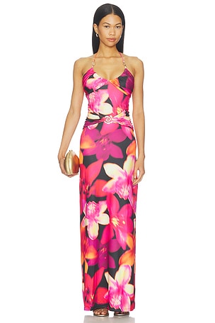Nina Ruched Halter Maxi Dress Runaway The Label