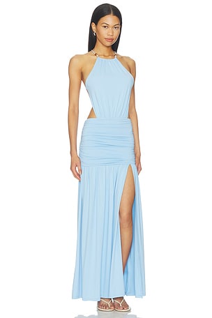 Runaway The Label Imelda High Neck Maxi Dress in Baby Blue. Size M. Also