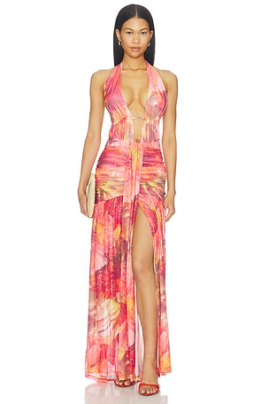 Adrianna Plunge Ruched Maxi Dress Runaway The Label