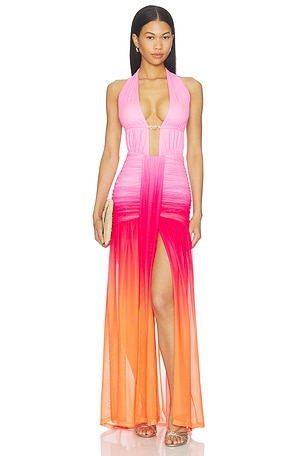 Adrianna Plunge Ruched Maxi Dress Runaway The Label