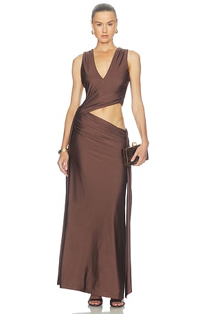 Mazini Deep Plunge Maxi Dress Runaway The Label