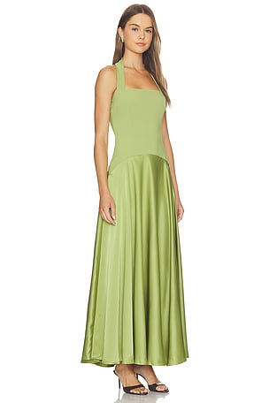 Runaway The Label Odina Square Neck Maxi Dress in Green
