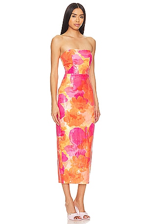 Runaway The Label Oralie Midi Dress in Orange