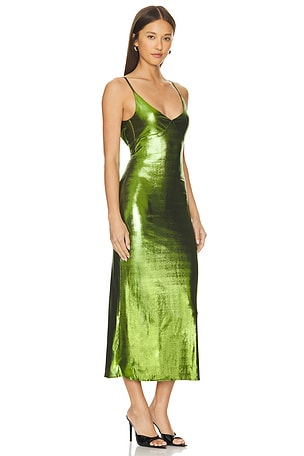 Runaway The Label ROBE MI-LONGUE HALO in Green