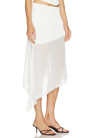 Runaway The Label Emberly Midi Flounce Skirt in White. Size XS. Also