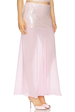 Runaway The Label Adeluna Sheer Bottom Maxi Skirt in Pink