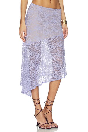 Runaway The Label Ava Flounce Midi Skirt in Lavender
