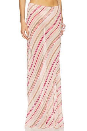Runaway The Label Cyrus Low Waist Sheer Maxi Skirt in Pink