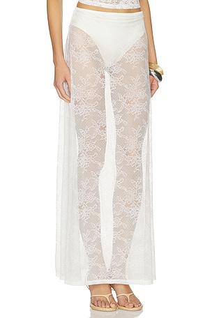 Runaway The Label Jenna Low Waist Lace Maxi Skirt in White