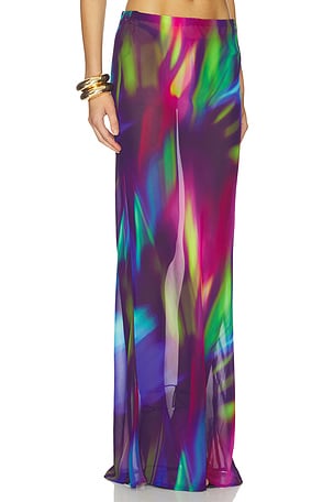 Runaway The Label Cyrus Low Waist Sheer Maxi Skirt in Multi