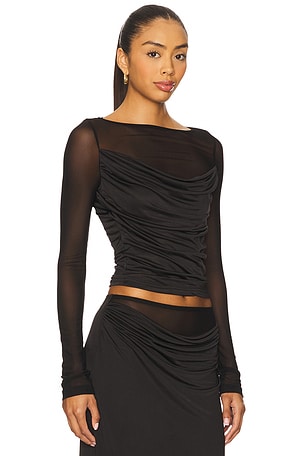 Runaway The Label Wilona Sleeved Cowl Top in Black