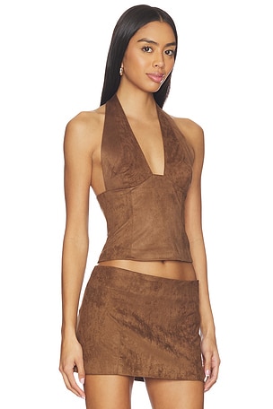 Runaway The Label Kitty V-neck Halter Top in Chocolate