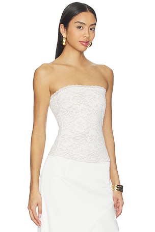 Runaway The Label Loana Lace Trim Strapless Top in White