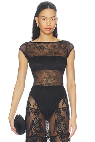 Opaline Boat Neck Lace Bodysuit Runaway The Label