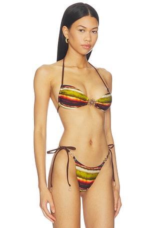 Runaway The Label Palma Halter Ruched Bikini Top in Anabell Red. Size L. Also