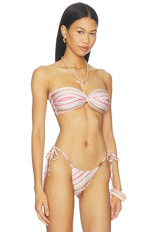 Runaway The Label Lagos Twist Bandeau Bikini Top in Pink. Size XS. Also