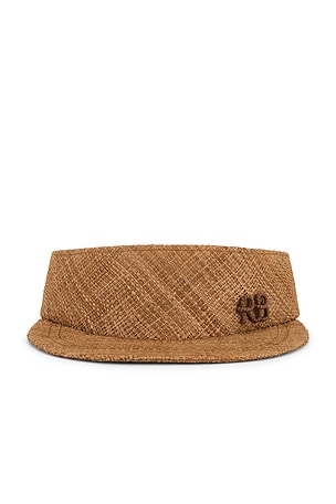 Monogram-embellished Straw Visor Ruslan Baginskiy
