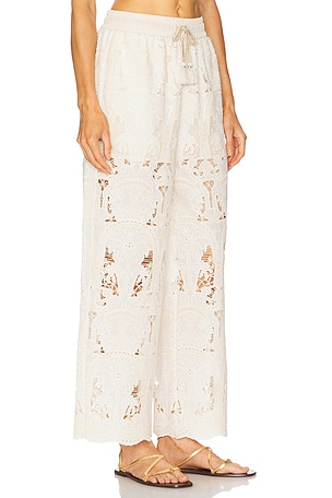 REVOLVE x JJ Embroidered Pant in Beige. Size S-M. Also