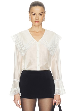 Oversized Collar Lace Blouse Bell Sleeves REVOLVE x JJ