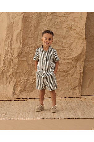 Rylee + Cru Collared Short Sleeve Shirt in Black