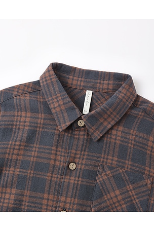 Rylee + Cru Kids Collared Long Sleeve Shirt in Brown