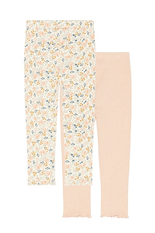 Rylee + Cru Ribbed Legging Set in Beige,Blush