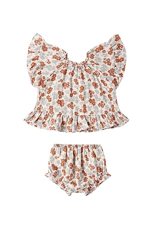 Rylee + Cru Butterfly Top & Bloomer Set in Baby Blue,Rust