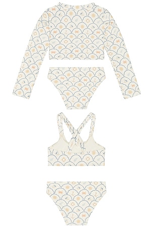 Rylee + Cru Crop Rashguard Set in Blue