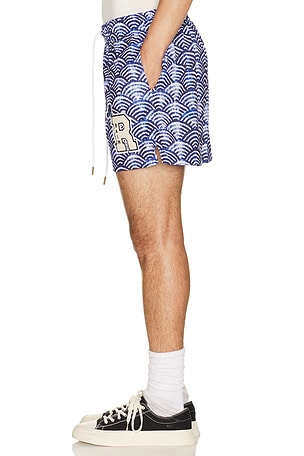 Ryoko Rain Seigaiha Waves Shorts in Blue