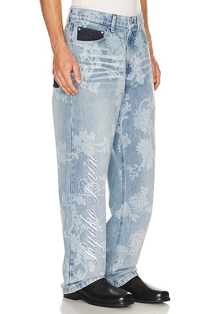 Laser Engraved Floral Jeans Ryoko Rain
