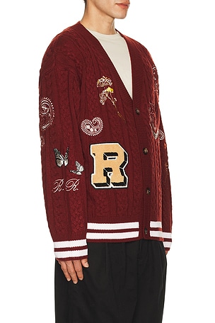 Ryoko Rain Cable Knit Cardigan in Red