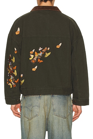 Ryoko Rain Butterfly Work Jacket in Green. Size XL/1X. Also