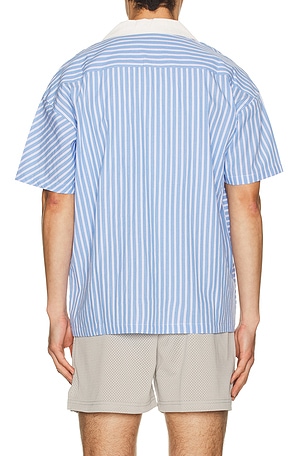 Ryoko Rain Oxford Pinstripe Button Up Shirt in Blue. Size XL/1X. Also