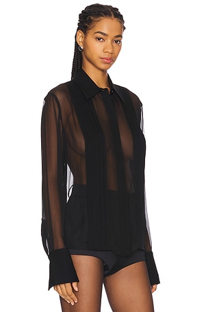 SANS FAFF Meghan Panelled Silk Blouse in Black